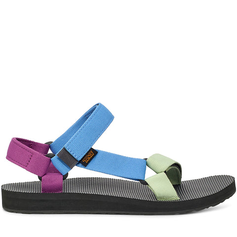 Quarter turn Women's TEVA Footwear style name Original Universal in color Glow Multi. Sku: 1003987-GWM