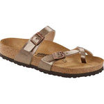 Quarter turn Women's Birkenstock Footwear style name Mayari Birko Flor Regular in color Graceful Taupe. Sku: 1016408