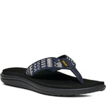 Quarter turn Women's TEVA Footwear style name Voya Flip in color Geo Mashup Navy. Sku: 1019040-GSHP