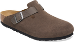 Quarter turn view Men's Birkenstock Footwear style name Boston Suede/ Oiled in color CONC GRAY. Sku: 1029210