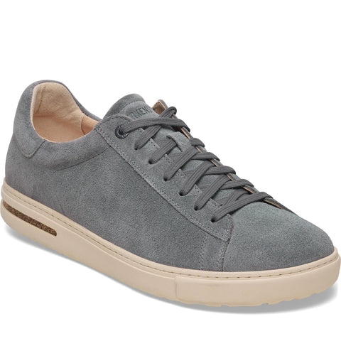 Quarter turn Men's Birkenstock Footwear style name Bend Suede Regular in color Basalt Gray Suede. Sku: 1029573