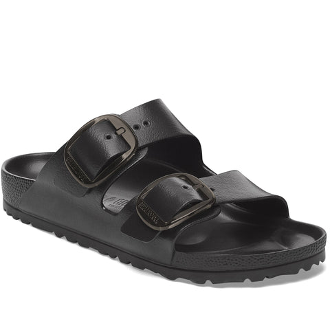 Quarter turn Women's Birkenstock Footwear style name Arizona Eva Big Buckle Narrow in color Black. Sku: 1029641