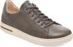 Quarter turn view Men's Birkenstock Footwear style name Bend Leather in color IRON. Sku: 1030059