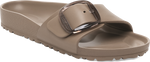Quarter turn view Women's Birkenstock Footwear style name Madrid Eva Big Buckle Narrow in color GRAY TAUPE. Sku: 1030479