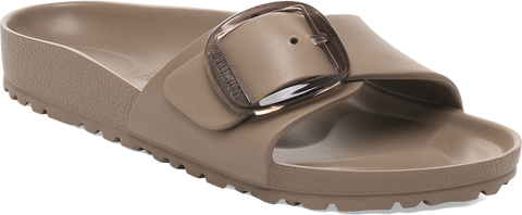 Quarter turn view Women's Birkenstock Footwear style name Madrid Eva Big Buckle Narrow in color GRAY TAUPE. Sku: 1030479