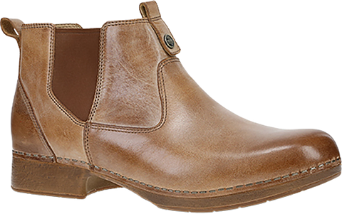 Quarter turn view Women's Dansko Footwear style name Michele in color TANWAX BRS. Sku: 10701640600