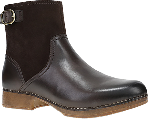 Quarter turn view Women's Dansko Footwear style name Monique in color CHOCBRNCA. Sku: 10703230600
