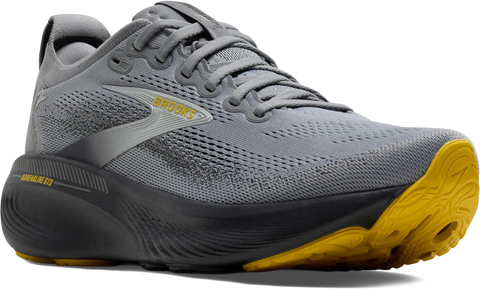 Quarter turn view Men's Brooks Footwear style name Adrenaline GTS 25 Double Wide in color GRY/EB/JAS. Sku: 110454-4E044