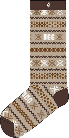 Quarter turn view Women's UGG Sock style name Leslie Graphic Crew Sock in color CMLTG. Sku: 1105868-CMLTG