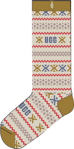 Quarter turn view Women's UGG Sock style name Leslie Graphic Crew Sock in color OTG. Sku: 1105868-OTG