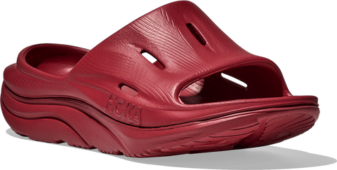 Quarter turn view Women's HOKA Footwear style name Ora Recovery Slide 3 in color PRPP. Sku: 1135061-PRPP