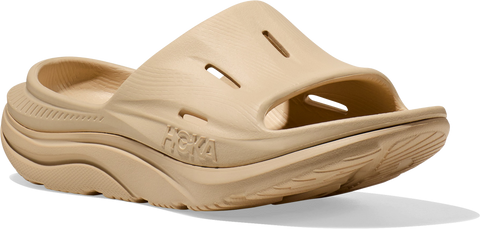 Quarter turn view Women's HOKA Footwear style name Ora Recovery Slide 3 in color SSSS. Sku: 1135061-SSSS