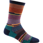 Quarter view Women's Darn Tough Sock style name Pixie Crew Light color Navy. Sku: 1692-NAVY