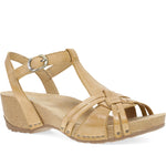 Quarter turn Women's Dansko Footwear style name Tia in color Tan Burnished Suede. Sku: 1715641600