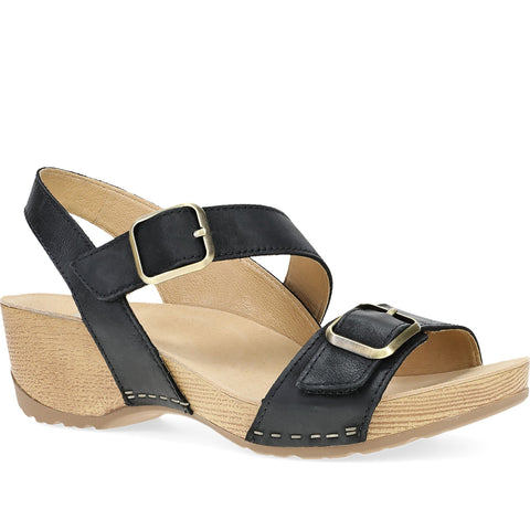 Quarter turn Women's Dansko Footwear style name Trinity in color Black Nubuck. Sku: 1716101600