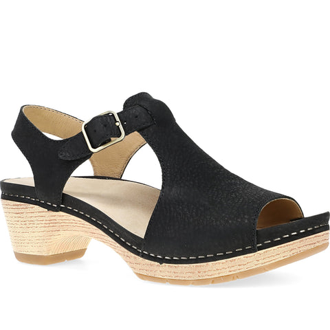 Quarter turn Women's Dansko Footwear style name Laverne in color Black Nubuck. Sku: 2219101400