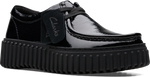 Quarter turn view Women's Clarks Footwear style name Torhill Bee in color BLACK PAT. Sku: 26179111