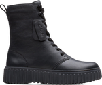 Quarter turn view Women's Clarks Footwear style name Torhill Style in color BLK LEA. Sku: 26182918