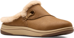 Quarter turn view Women's Clarks Footwear style name Breeze Myth Wide in color DARK TAN. Sku: 26184188W