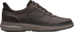 Quarter turn view Men's Clarks Footwear style name Mullan Easy Wide in color DK BRN LEA. Sku: 26184416W