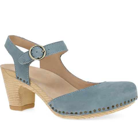 Quarter turn Women's Dansko Footwear style name Taytum in color Denim Nubuck. Sku: 3114711400