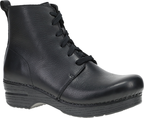 Quarter turn view Women's Dansko Footwear style name Sigourney in color BLACK TUMB. Sku: 336870202