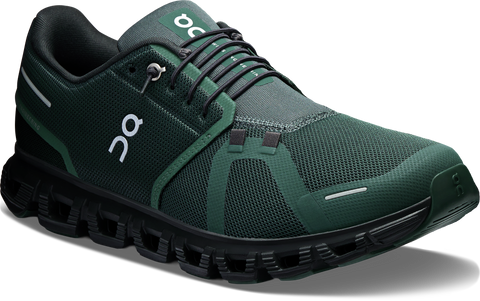 Quarter turn view Men's On Running Footwear style name Cloud 6 in color OLV/EVRGRN. Sku: 3MF10072841
