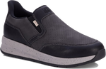 Quarter turn view Men's Drew Footwear style name Caleb 4E in color BLK COMBO. Sku: 40117-194E