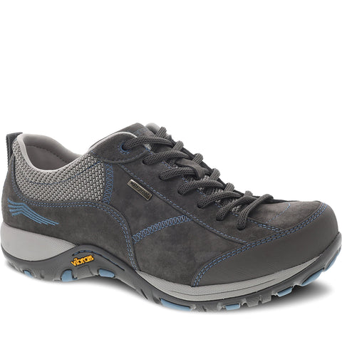 Quarter turn Women's Dansko Footwear style name Paisley Waterproof in color Grey. Sku: 4350941005