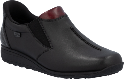 Quarter turn view Women's Rieker Footwear style name Donna 53 Waterproof in color SCH/BUR/GR. Sku: 47253-00