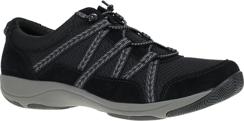 Quarter turn view Women's Dansko Footwear style name Harlyn Wide in color BLK/BLK SD. Sku: 4856100210