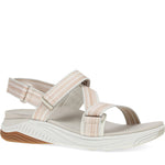 Quarter Turn Women's Rayna Footwear in Taupe Multi Webbing. Sku: 4917160324
