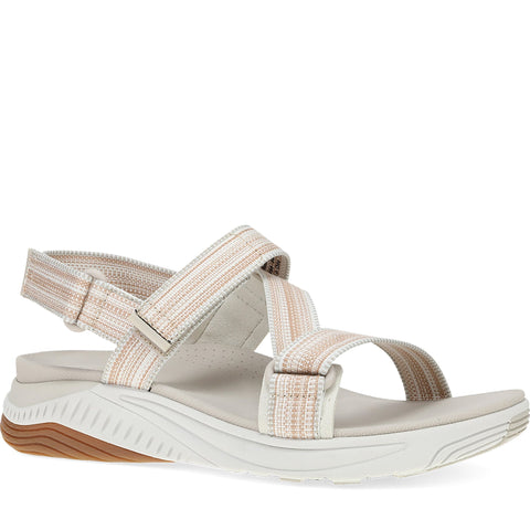 Quarter Turn Women's Rayna Footwear in Taupe Multi Webbing. Sku: 4917160324