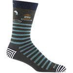 Quarter view Men's Darn Tough Sock style name Animal Haus Crelt in color Forest. Sku: 6066-FOREST