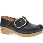 Quarter turn Women's Dansko Footwear style name Pearson in color Black Tumble Leather. Sku: 616026112
