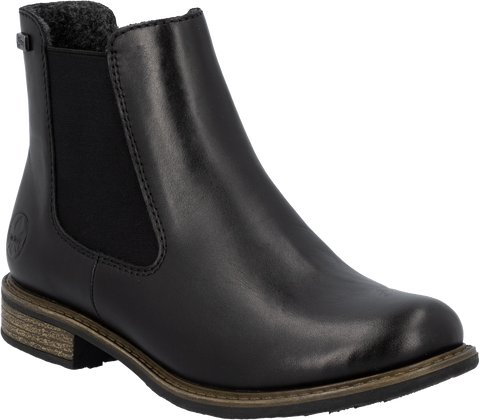 Quarter turn view Women's Rieker Footwear style name Ornella 70 Waterproof in color BLACK. Sku: 74870-00