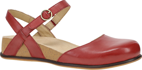 Quarter turn view Women's Dansko Footwear style name Christine in color RED BRN NP. Sku: 7804040300
