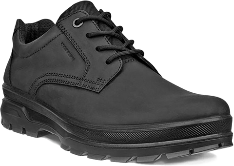 Quarter turn view Men's ECCO Footwear style name Rugged Track Plain Toe Waterproof in color BLACK. Sku: 838164-02001