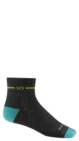 Women's Wide Open Socks style name Single Stripe Cushion Quarter in color Charcoal. Sku: 9501-CHARCOAL