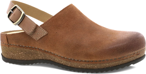 Quarter turn view Women's Dansko Footwear style name Merrin in color TAN BUR SD. Sku: 9605375300