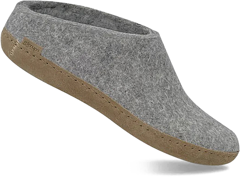 Quarter turn view Women's Glerups Footwear style name Slip-On Leather in color GREY. Sku: B-01-00