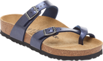 Quarter turn view Women's Birkenstock Footwear style name Mayari Birko Flor Regular in color GR MIDNT B. Sku: BK1030354