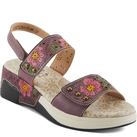 Quarter turn Women's L'Artiste Footwear style name Caitlina in color Plum Multi. Sku: CAITLINA-PLMM