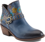 Quarter turn view Women's L'Artiste Footwear style name Daintylady in color BLUE MULTI. Sku: DAINTYLADY-BLUM
