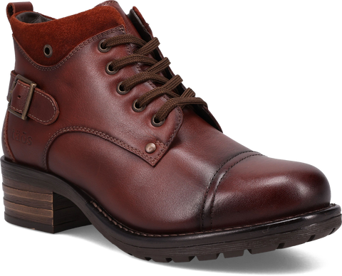Quarter turn view Women's Taos Footwear style name Mini Crave in color COGNAC. Sku: MCR-14212COG