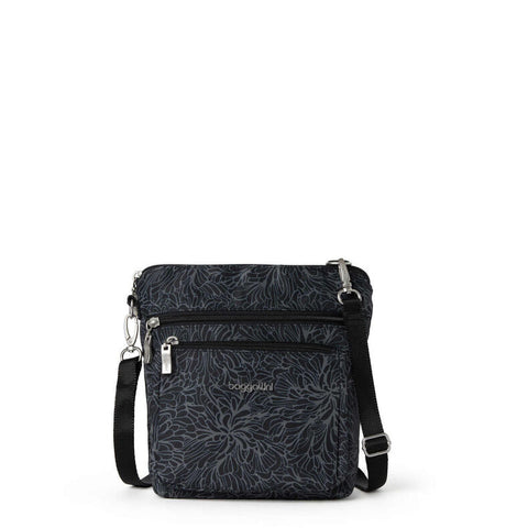 Modern Pocket Crossbody w/RFID - Midnight Blossom