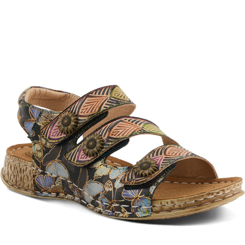 Quarter turn Women's L'Artiste Footwear style name Versa in color Black Mult. Sku: VERSA-BM