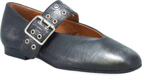Quarter turn view Women's Miz Mooz Footwear style name Zephyr in color GUNMETAL. Sku: ZEPHYR-GNMTL