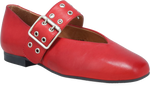 Quarter turn view Women's Miz Mooz Footwear style name Zephyr in color RED. Sku: ZEPHYR-RED