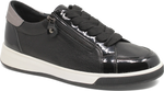 Quarter turn view Women's Ziera Footwear style name Aire Xf in color BLACK PAT. Sku: ZR10909BBZFD